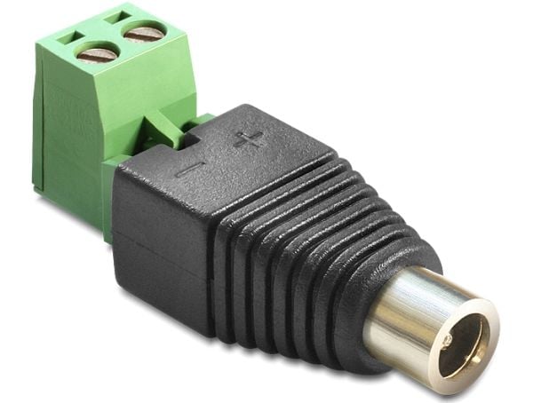 DeLOCK 65423, DC 2.1 x 5.5 mm, 2p, Musta, Vihreä
