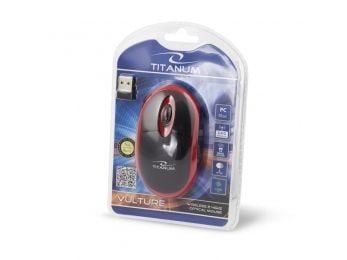 Titanum VULTURE - Mus - optisk - 3 knapper - trådløs - 2.4 GHz - USB trådløs mottaker - rød