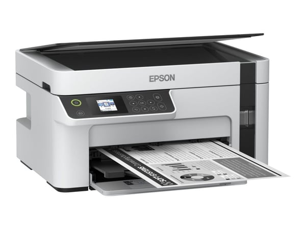 Epson EcoTank M2120 - Multifunksjonsskriver - S/H - ink-jet - A4/Legal (medie) - opp til 15 spm (trykking) - 150 ark - USB, Wi-Fi - hvit