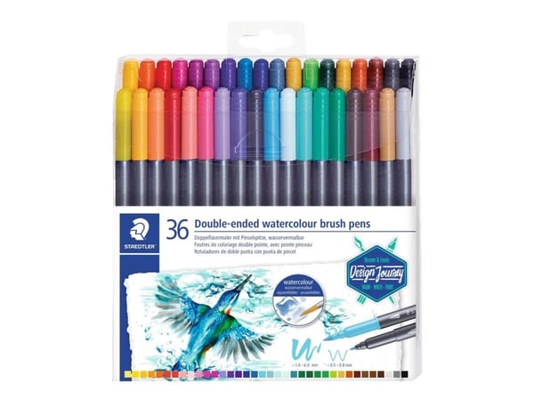 STAEDTLER Marsgraphic Duo - Twin-tip brush pen - assorted water colors - 1-6 mm / 0.8 mm fin (en pakke 36)