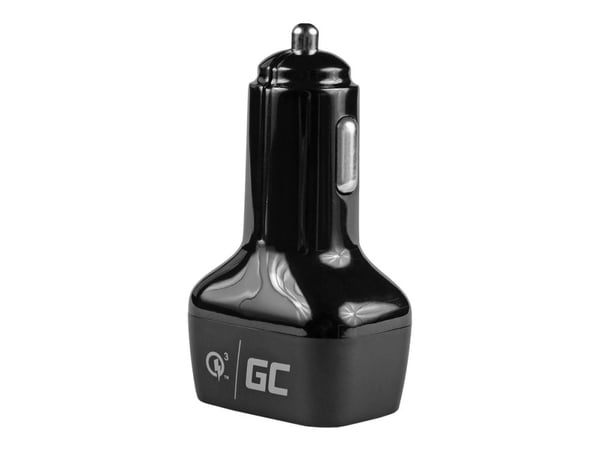 Green Cell - Bilstrømadapter - 42 watt - PD, QC 3.0 - 2 utgangskontakter (USB, USB-C) - svart