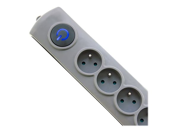 Qoltec - Strømstødsbeskytter - AC 230 V - 3680 Watt - output-stikforbindelser: 6 - 3 m ledning - grå