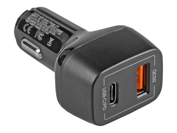 Green Cell - Bilstrømadapter - 42 watt - PD, QC 3.0 - 2 utgangskontakter (USB, USB-C) - svart