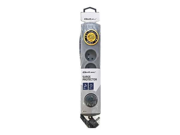 Qoltec Quick Switch - Strømstødsbeskytter - AC 230 V - 3680 Watt - output-stikforbindelser: 4 - 1.5 m ledning - grå