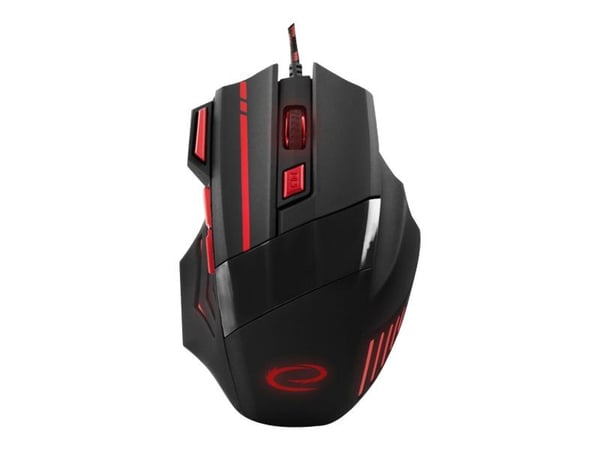 Esperanza MX201 WOLF - Mus - høyrehendt - optisk - 7 knapper - kablet - USB - rød