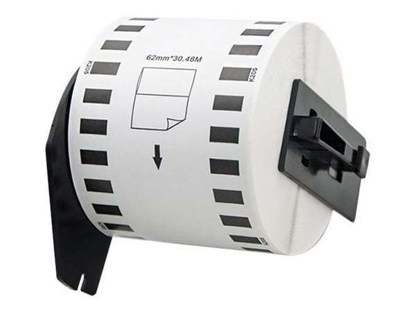 Qoltec - Hvit - Roll (6.2 cm x 30.48 m) 1 kassett(er) merketape - for Brother QL-1050, QL-500, QL-550, QL-560, QL-570, QL-600, QL-650, QL-710, QL-7...