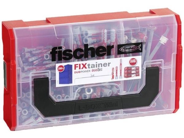 Fischer 541357, Veggplugg, Lettbetong, Murstein, Betong, Gipsblokk, Gipsfiberplate, Gipsplater, Plast, 200 stykker, 80 x DuoPower 6 x 30, 50 x DuoP...