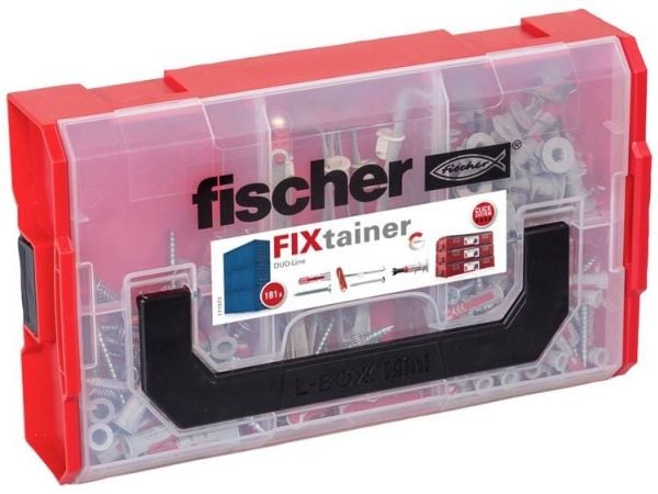 Fischer 548864, Skrue- og veggpluggsett, Betong, Gipsfiberplate, Gipsplater, Nylon, 90 stykker, Boks, 60 x DuoPower 6 x 30, 30 x DuoPower 8 x 40, 8...