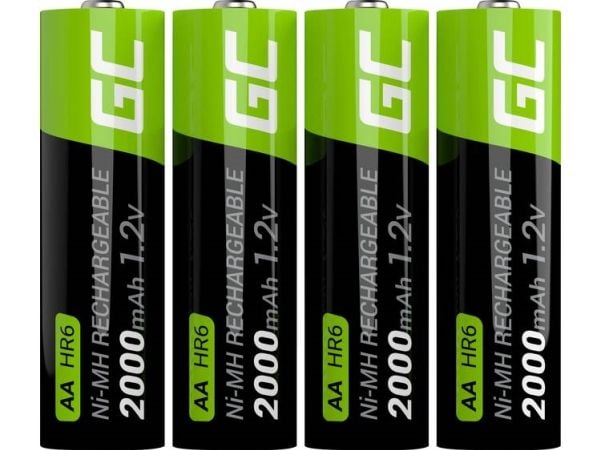 Green Cell GR02, Oppladbart batteri, AA, Nikkelmetallhydrid (NiMH), 1,2 V, 2 stykker, 2000 mAh