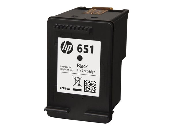 HP 651 Black Original Ink Advantage Cartridge, Väriainepohjainen muste, 600 sivua, 1 kpl