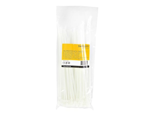 StarTech.com 25cm kabelkopplingar - 4mm bred, 68mm buntdiameter, 22kg draghållfasthet, självlåsande spärrband för nylon med böjd spets, 94 V-2/UL l...