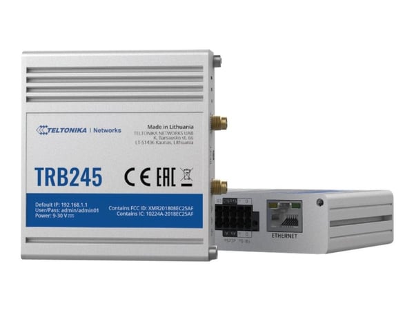 Teltonika TRB245 - Gateway - 100Mb LAN, RS-232, RS-485 - LTE - 3G, 4G - DC-strøm