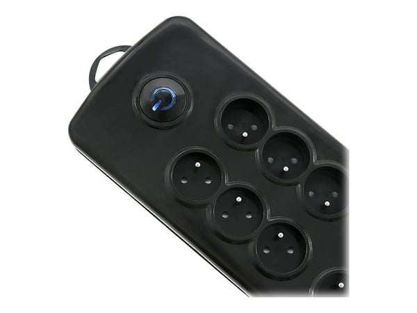 Qoltec Quick Switch - Overspenningsavleder - AC 230 V - 3500 watt - utgangskontakter: 8 - 2.5 m kabel - svart