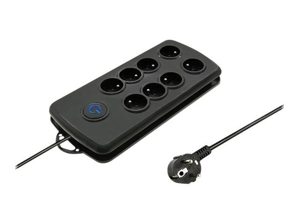 Qoltec Quick Switch - Overspenningsavleder - AC 230 V - 3500 watt - utgangskontakter: 8 - 2.5 m kabel - svart