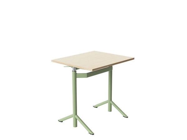 Höj- och sänkbord elevbord Atlas 1132 700x600 mm vitpigmenterad ekfaner/eklaminat grönt stativ
