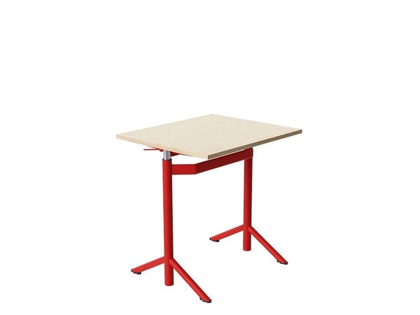 Elevbord Atlas 1132, 700x600mm, lyddæmpende eg højtrykslaminat, rødt stel