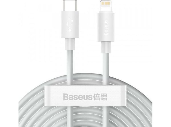 Baseus TZCATLZJ-02, 1,5 m, Lightning, USB C, Hankjønn, Hankjønn, Hvit