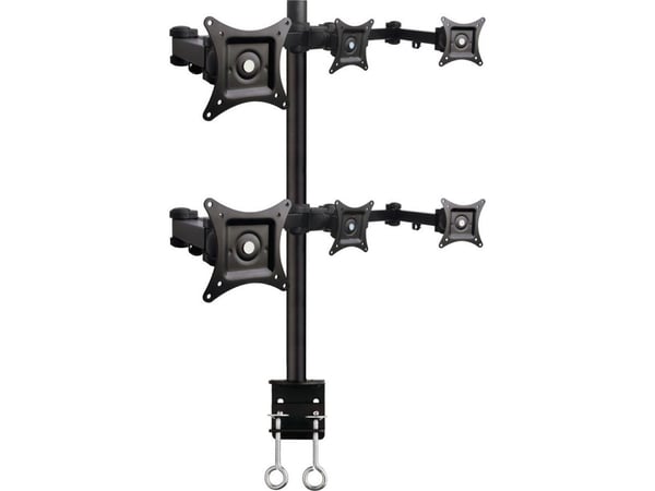 ART L-06 - Monteringssett (stang, monteringsadapter for dobbelt skrivebordsklemme, 6 VESA adapters, 6 leddarmer) - for 6 LCD-skjermer - aluminium, ...