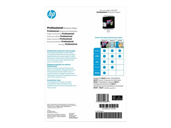 HP Professional - Matto - A4 (210 x 297 mm) - 180 g/m² - 150 ark fotopapir - Deskjet 15XX, Ink Advantage 27XX; Officejet 80XX, 9012; Photosmart B11...