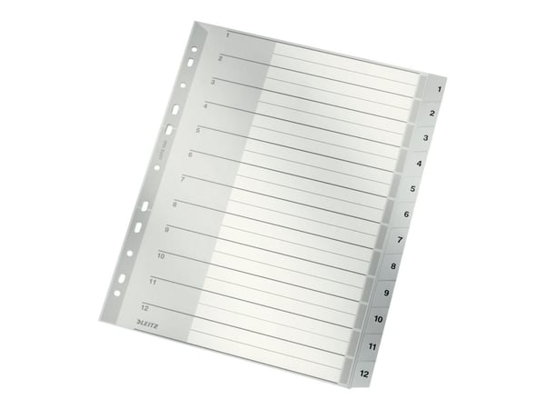 Leitz 12820000, Numeroitu välilehtihakemisto, Pahvi, Harmaa, A4, 250 g/m², 238 mm