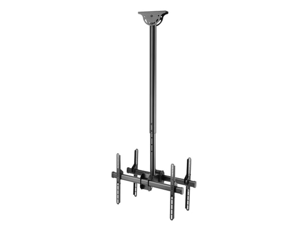 DELTACO Office - Monteringssett (takmontering) - rygg-mot-rygg, teleskopisk - for 2 LCD/plasma-paneler - svart - skjermstørrelse: 37"-70"