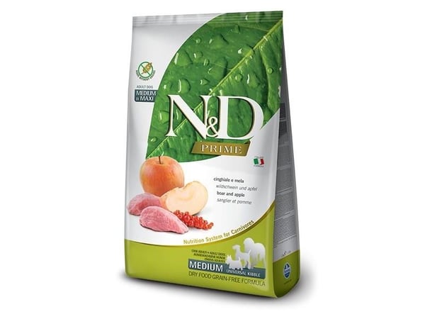 FARMINA N&amp;D PRIME DOG WILD BOAR AND APPLE AIKUINEN MEDIUM &amp; MAXI 12 kg