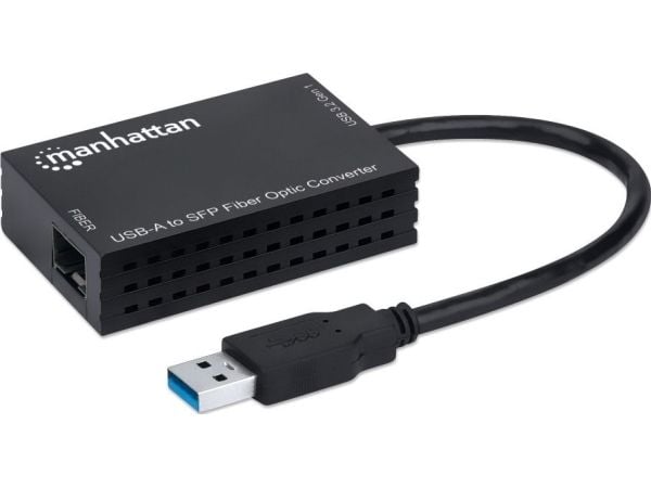 Manhattan 152297, Koblet med ledninger (ikke trådløs), USB, Fiber, 1000 Mbit/s, Sort
