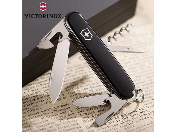 Victorinox Spartan, Klappkniv uten lås, Multiverktøyskniv, Klipp punkt, Rustfritt stål, ABS syntetisk, Sort, Sølv