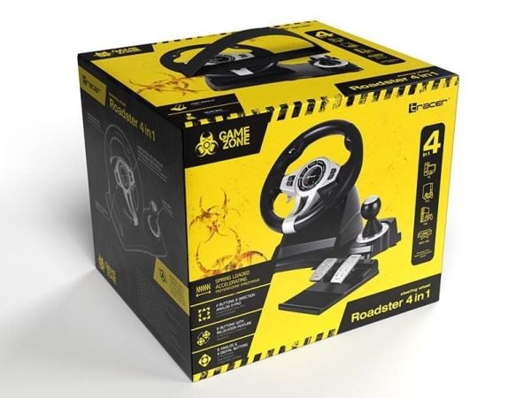 Tracer Roadster 4 in 1 - Sett for hjul, pedaler og girskiftehevarm - kablet - for PC, Sony PlayStation 3, Microsoft Xbox One, Sony PlayStation 4