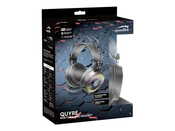 SPEEDLINK QUYRE - Gaming - hodesett - 7,1-kanals - full størrelse - kablet - USB - svart