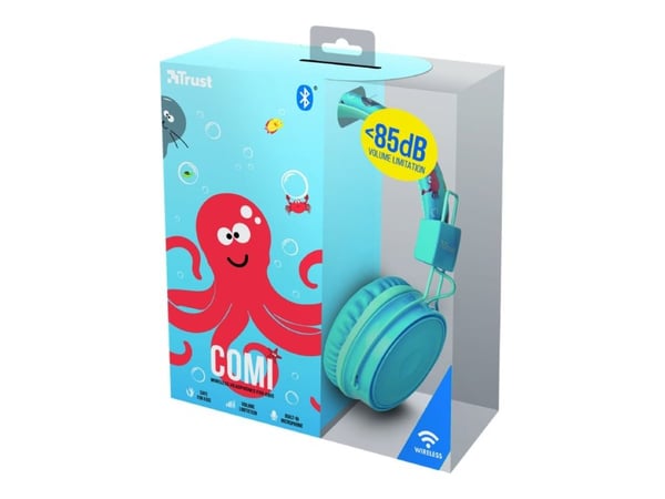 Trust Comi - Hodetelefoner med mikrofon - full størrelse - Bluetooth - trådløs - blå