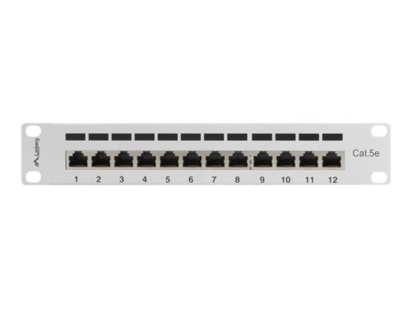 Lanberg PPF5-9012-S - Koblingspanel - rackmonterbar - CAT 5e - STP - RJ-45 X 12 - grå, RAL 7035 - 1U - 10"
