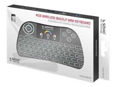 SAVIO KW-03 - Tastatur - med styreplate - bakgrunnsbelyst - trådløs - QWERTY - svart