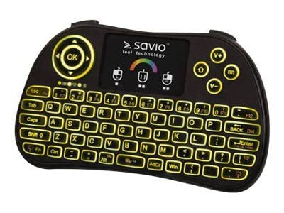 SAVIO KW-03 - Tastatur - med styreplate - bakgrunnsbelyst - trådløs - QWERTY - svart