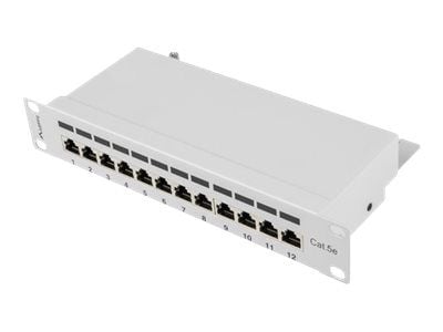Lanberg PPF5-9012-S - Koblingspanel - rackmonterbar - CAT 5e - STP - RJ-45 X 12 - grå, RAL 7035 - 1U - 10"