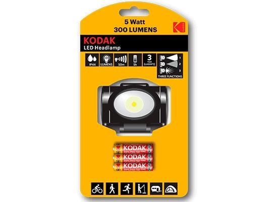 Kodak HEADLAMP 300, Hodebåndslommelykt, Sort, Rød, IP44, LED, 1 lamper, 5 W