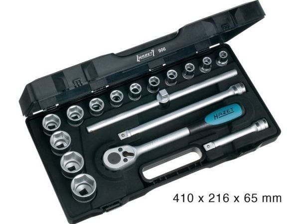 Hazet hylsnyckelsats metrisk 1/2 (12,5 mm), 17 delar, 906