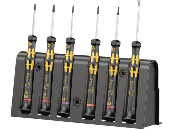 Wera Kraftform Micro 6 ESD Smartphone-Reparaturset 1, 250 mm, 50 mm, 200 mm, 340 g, Sort, Gult, Tsjekkisk Republikk