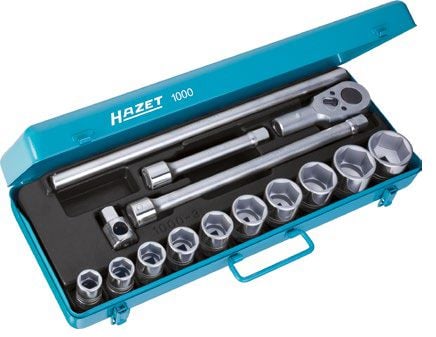 HAZET 1000, Hylsnyckeluppsättning, 15 styck, Krom, 12,8 kg