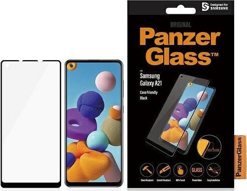 PanzerGlass - Skjermbeskyttelse for mobiltelefon - glass - rammefarge svart - for Samsung Galaxy A21