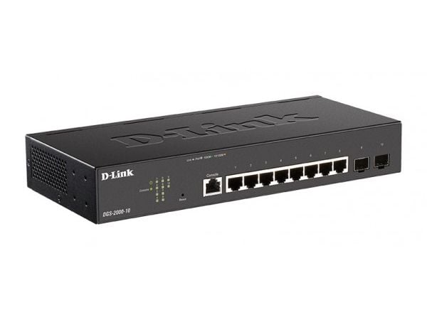 D-Link DGS 2000-10P - Switch - L3 - Styrt - 8 x 10/100/1000 (PoE+) + 2 x kombo for Fast Ethernet/Gigabit SFP - rackmonterbar - PoE+ (65 W)