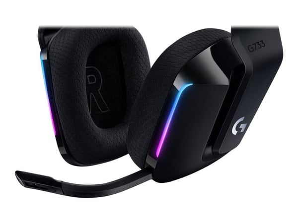 Logitech G G733 LIGHTSPEED Wireless RGB Gaming Headset - Hodesett - full størrelse - 2,4 GHz - trådløs - svart