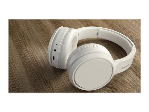 Philips TAH5205WT - Hodetelefoner med mikrofon - full størrelse - Bluetooth - trådløs - hvit