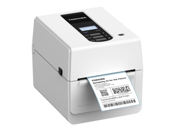 Toshiba TEC BV410D - Etikettskriver - direktetermisk - Rull (11,8 cm) - 203 dpi - inntil 177.8 mm/sek - USB 2.0, LAN - hvit