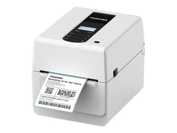 Toshiba TEC BV410D - Etikettskriver - direktetermisk - Rull (11,8 cm) - 300 dpi - inntil 127 mm/sek - USB 2.0, LAN - hvit