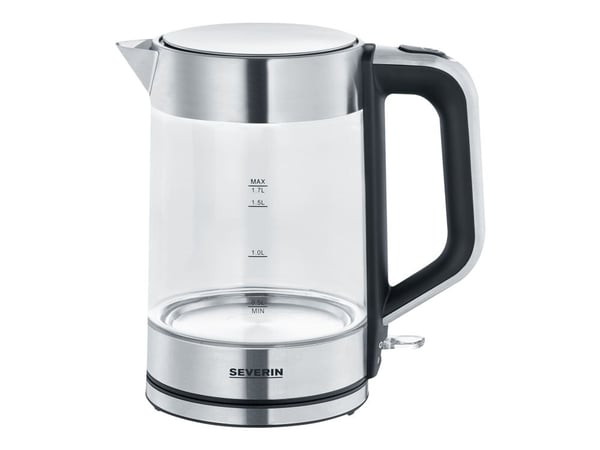 SEVERIN WK 3420 - Kjele - 1.7 liter - 2.2 kW - glass/brushed stainless steel/black