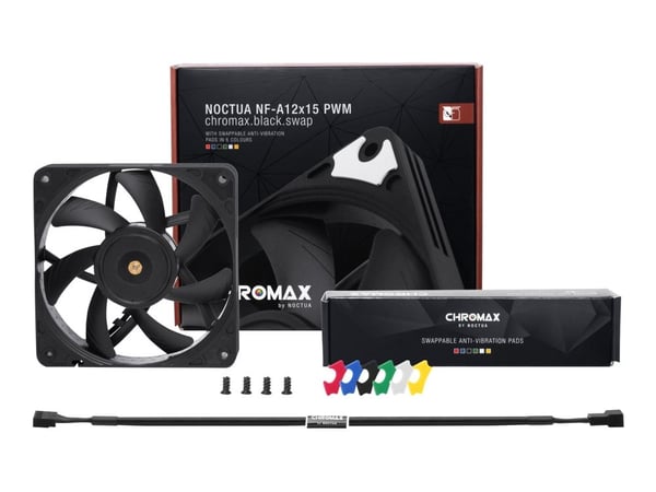 Noctua chromax NF-A12x15 PWM.black.swap - Kabinettvifte - 120 mm - svart