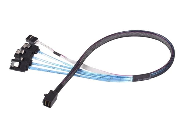 SilverStone CPS05 - SATA-kabel - med sidebånd - SAS 12Gbit/s - 4-spors - 4 x Mini SAS HD (SFF-8643) (hann) til SATA (hunn) - 60 cm - svart