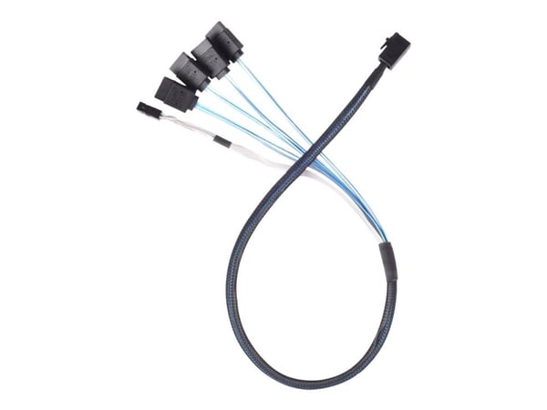 SilverStone CPS05 - SATA-kabel - med sidebånd - SAS 12Gbit/s - 4-spors - 4 x Mini SAS HD (SFF-8643) (hann) til SATA (hunn) - 60 cm - svart