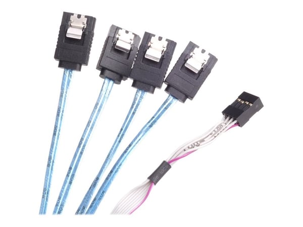 SilverStone CPS05 - SATA-kabel - med sidebånd - SAS 12Gbit/s - 4-spors - 4 x Mini SAS HD (SFF-8643) (hann) til SATA (hunn) - 60 cm - svart